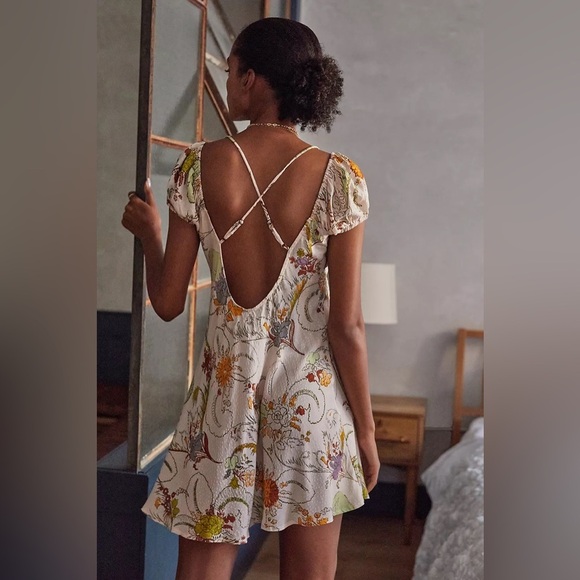 Anthropologie Dainty Mini Dress (Looks like a Night Gown) Adj Straps Open Back - Picture 8 of 16